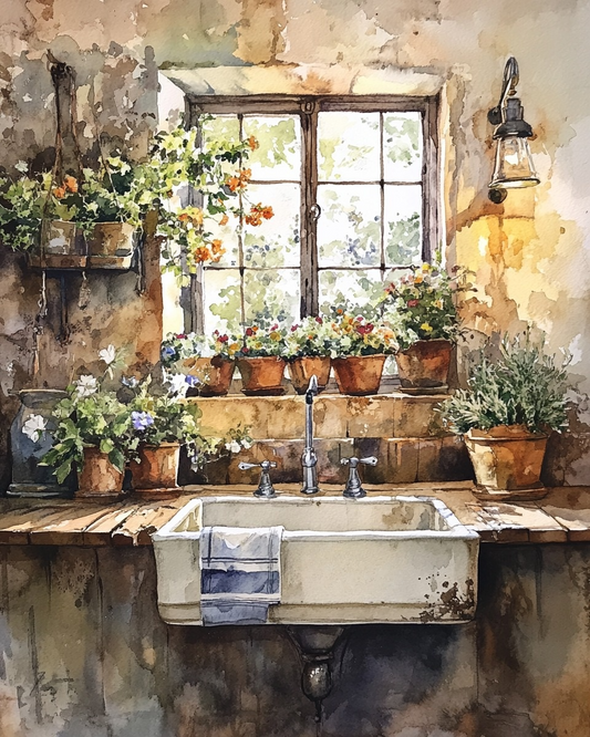 Flowerpot Washroom Diamond Art Kit