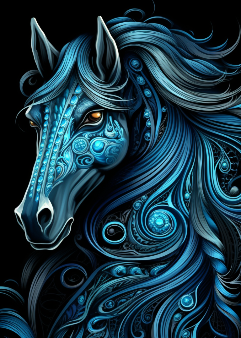 Blue Swirl Horse Diamond Art Kit