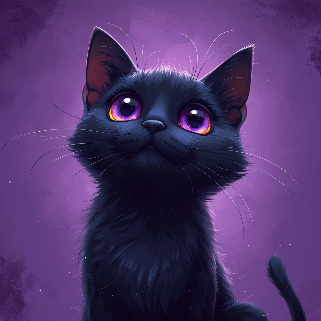 Purple Eye Black Cat Diamond Art Kit