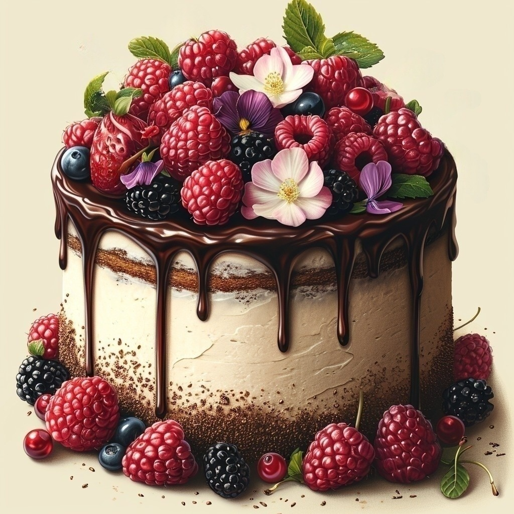 Berry Flower Cake Diamond Art Kit