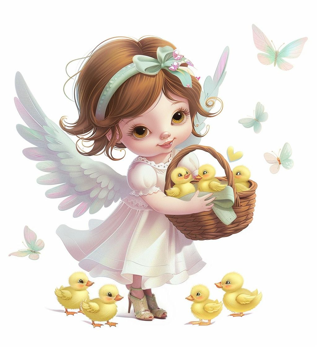 Green Hair Ribbon Angel Ducklings Diamond Art Kit
