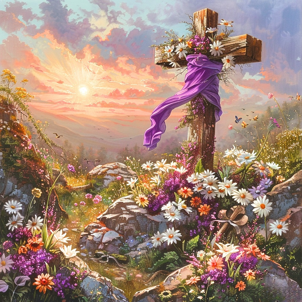 Flowing Sash Easter Cross Diamond Art Kit