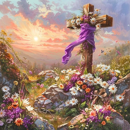 Flowing Sash Easter Cross Diamond Art Kit