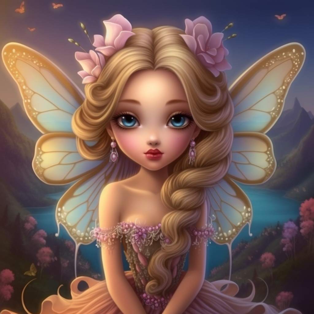 Pink Flower Butterfly Fairy Diamond Art Kit