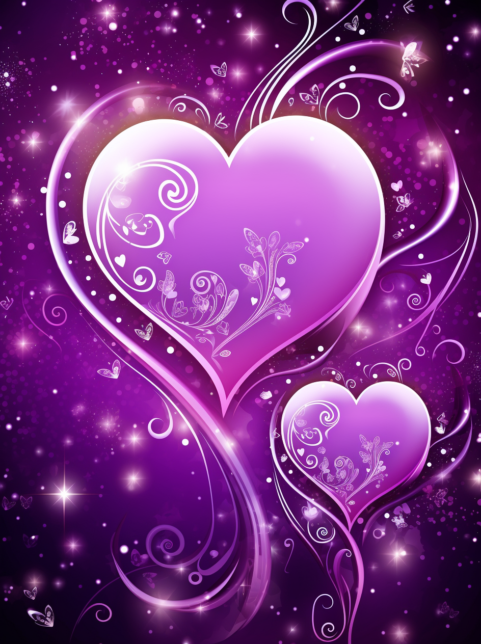 Two Purple Hearts And Swirls Diamond Art Kit