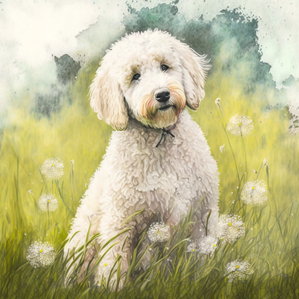White Dandelion Puppy Diamond Art Kit