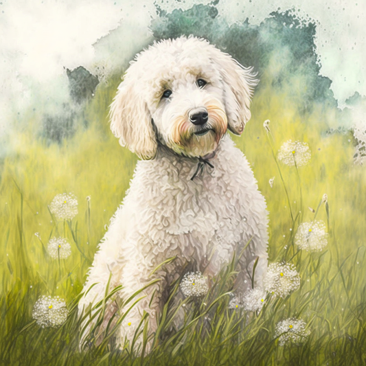 White Dandelion Puppy Diamond Art Kit
