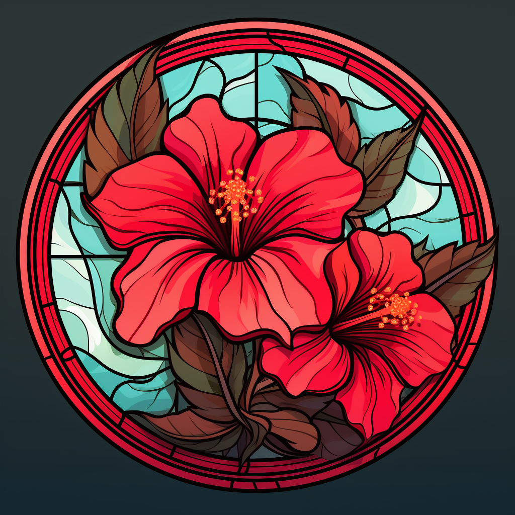 Red Hibiscus Flower Abstract Diamond Art Kit