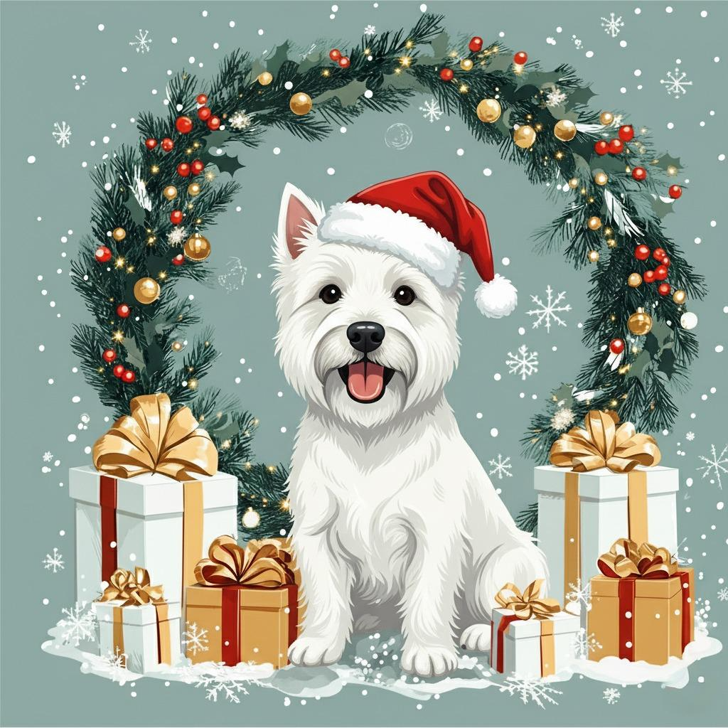 Christmas Arch Westie Diamond Art Kit