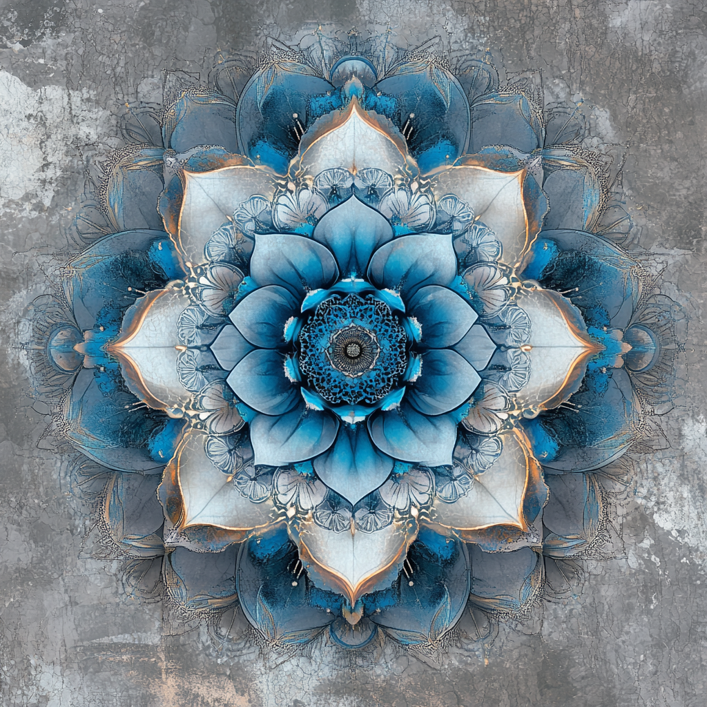 Blue Grey Mandala Flower Diamond Art Kit