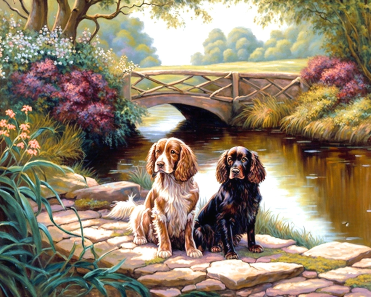 Two Cocker Spaniels Bridge Diamond Art Kit
