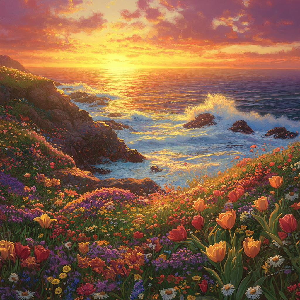 Coastal Garden Flowers Diamond Art Kit