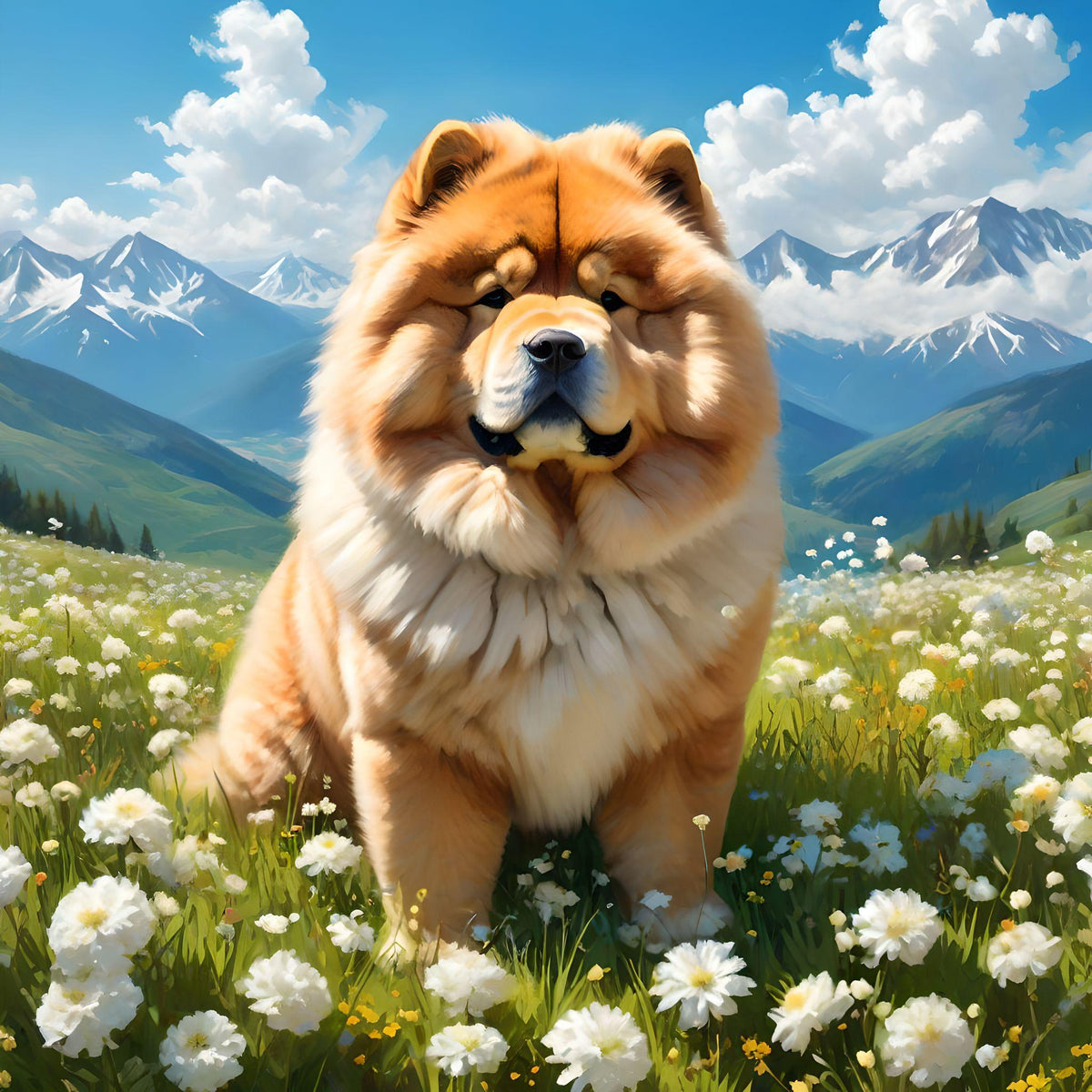 Chow Chow Meadow Diamond Art Kit