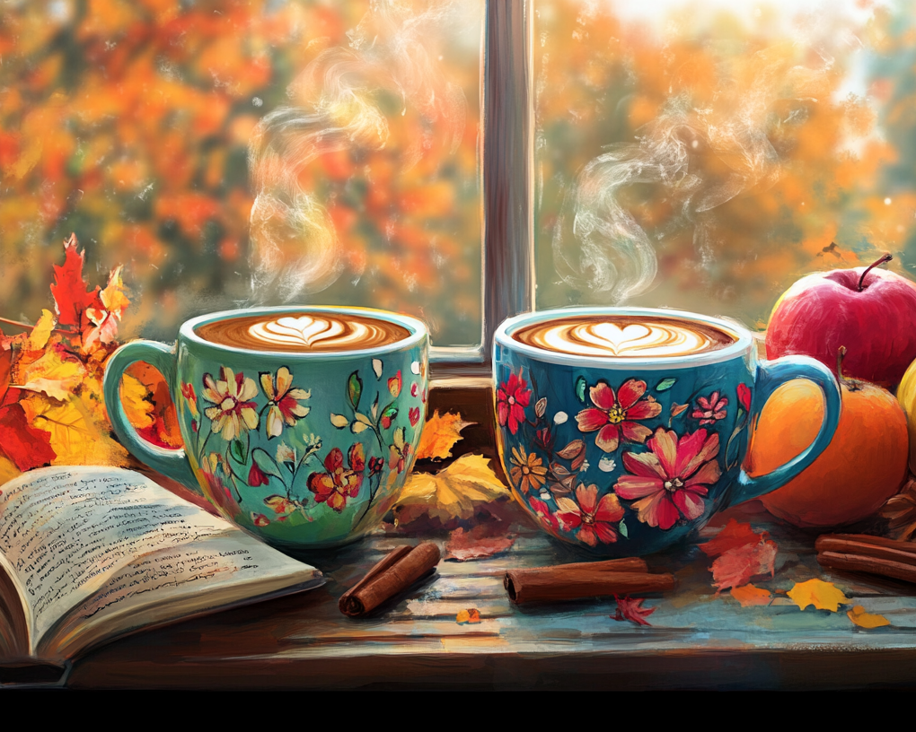 Two Fall Cups Of Coffee Diamond Art Kit