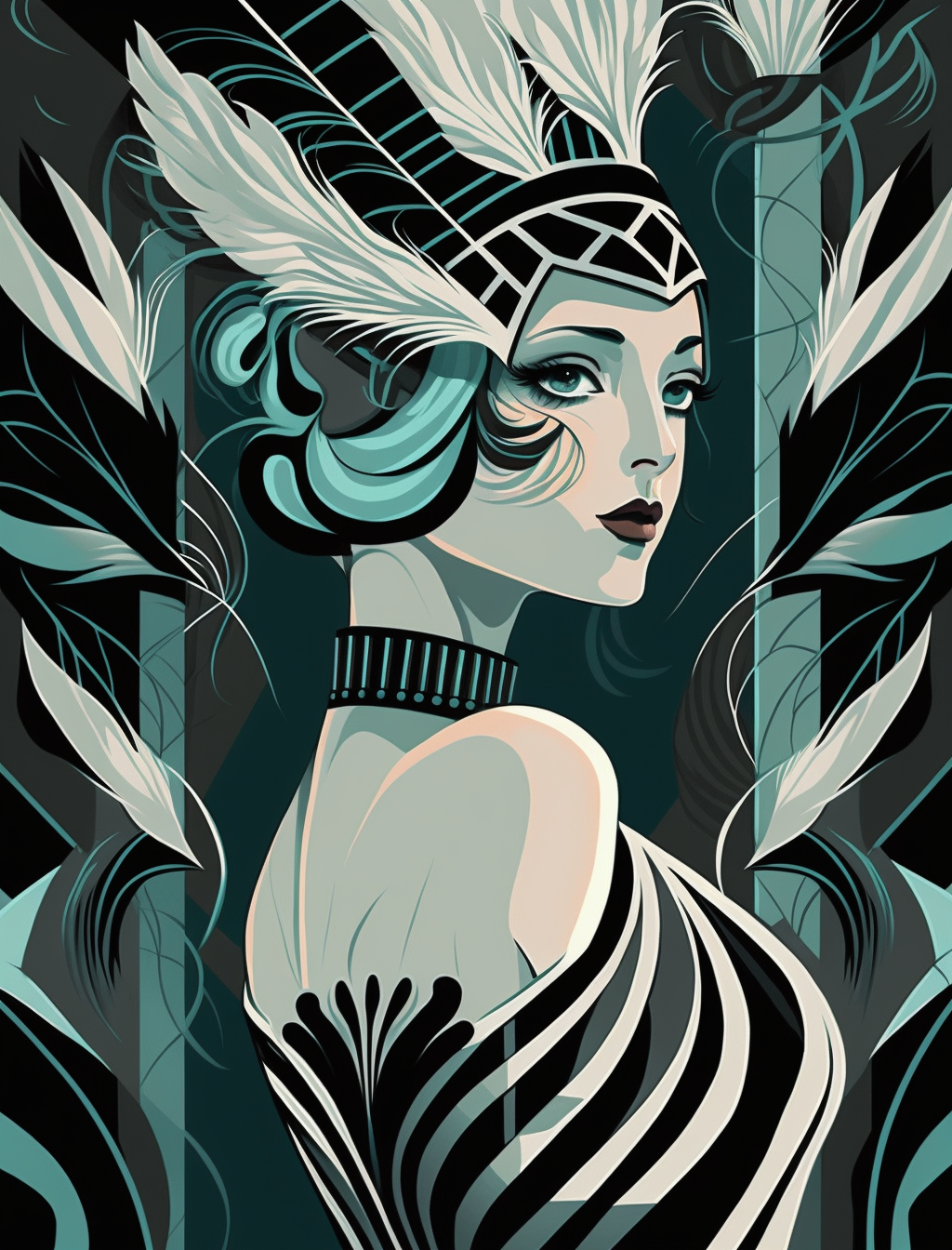 Art Deco Woman Abstract Diamond Art Kit
