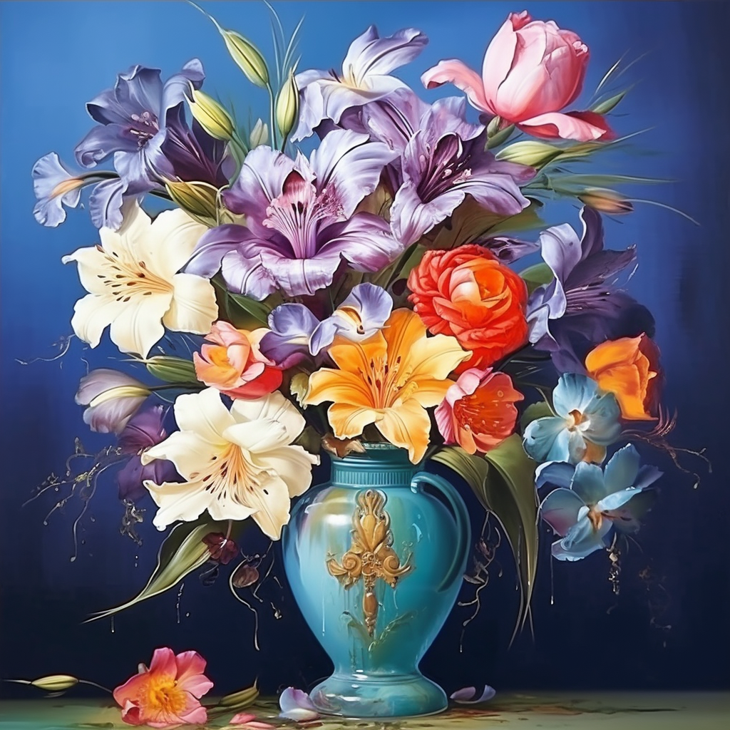 Goldcrest Blue Vase Flowers Diamond Art Kit