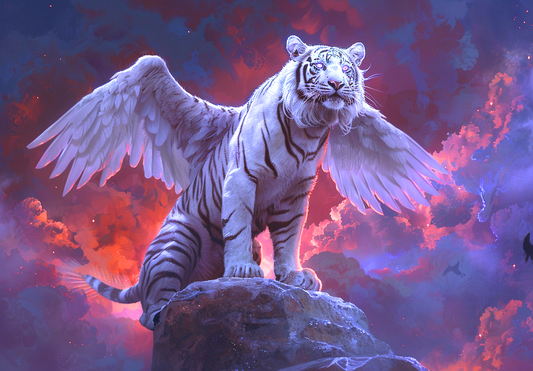 Red Sky Winged Tiger Diamond Art Kit