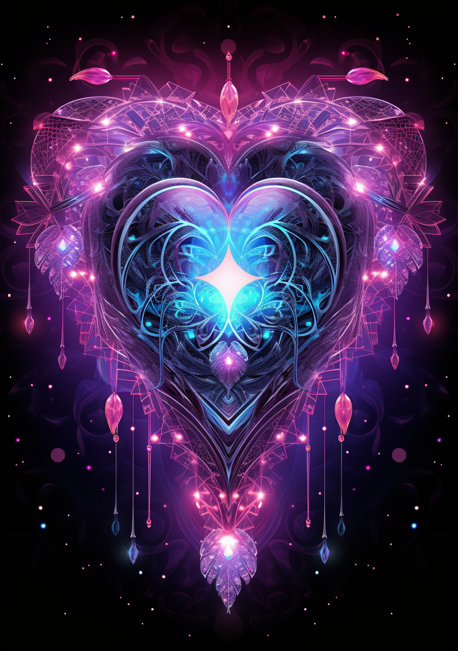 Blue Pink Glowing Heart Diamond Art Kit