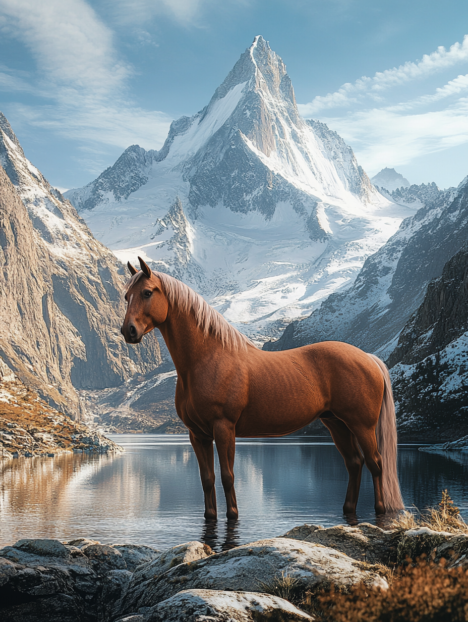 Mountain Lake Brown Stallion Diamond Art Kit