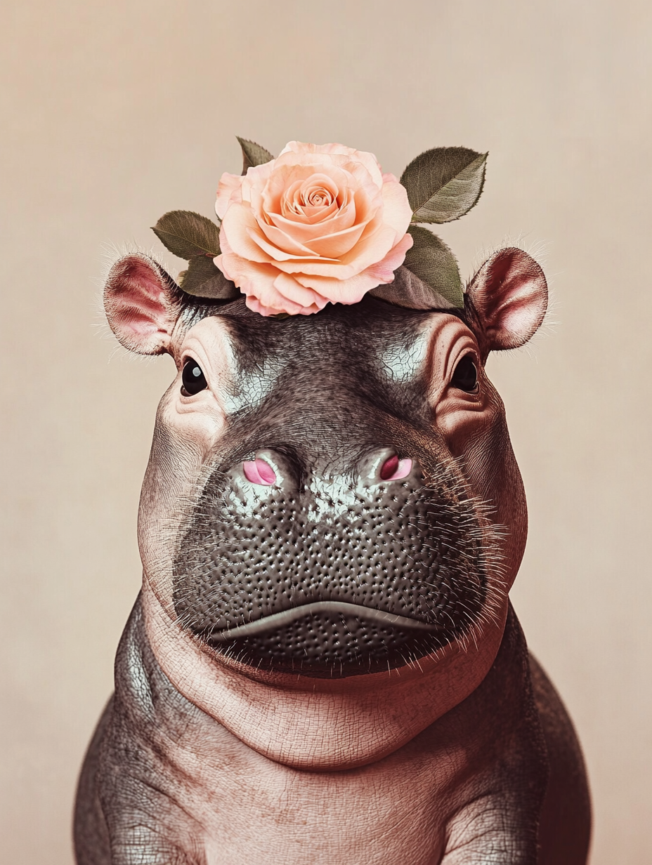Peach Rose Hippo Diamond Art Kit