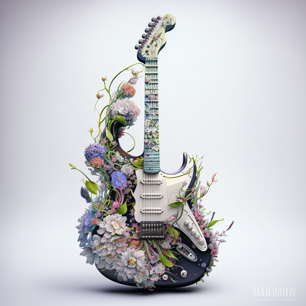 White Flower Guitar Diamond Art Kit
