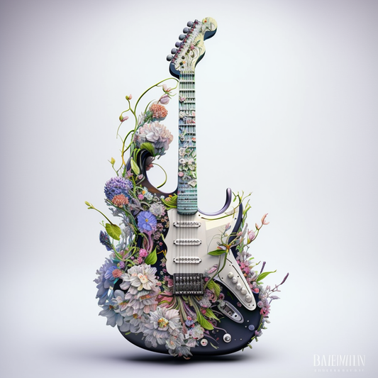 White Flower Guitar Diamond Art Kit