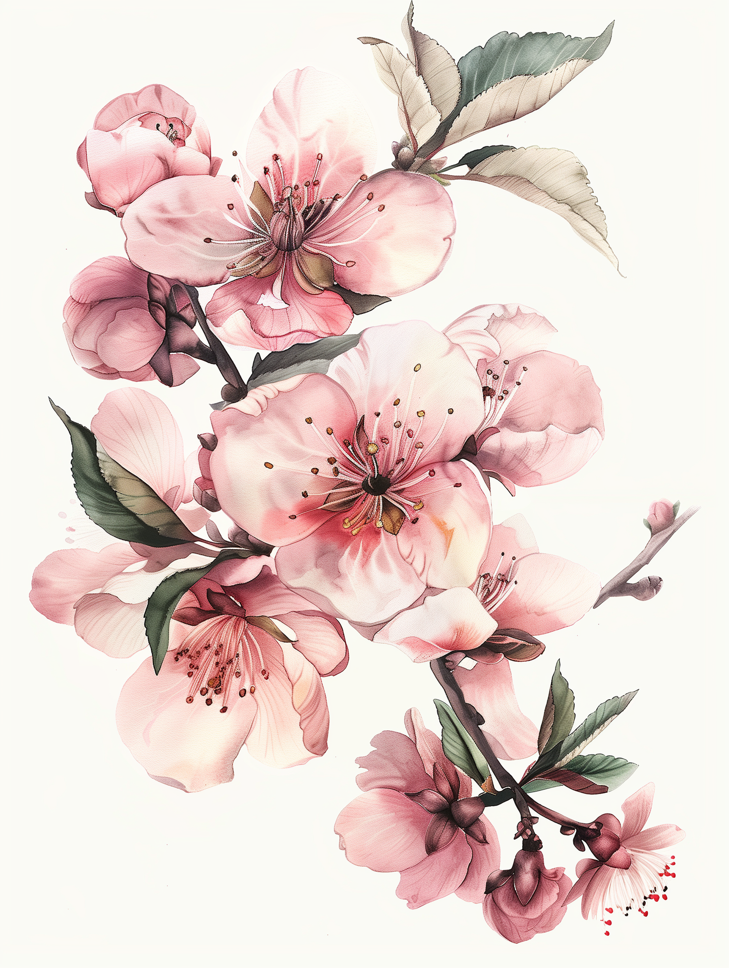 Watercolor Peach Blossoms Diamond Art Kit