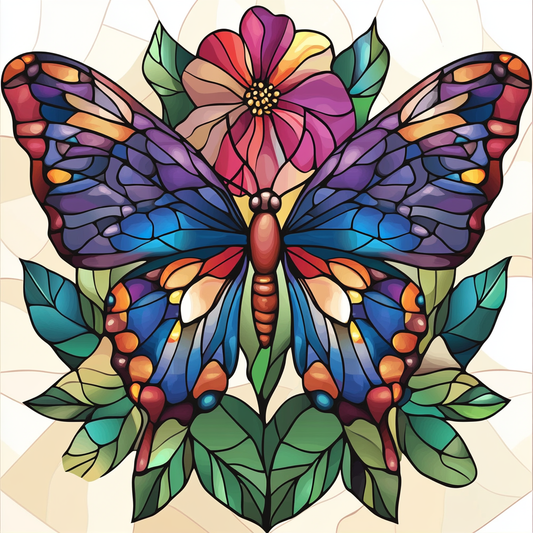 Leaves And Flowers Abstract Butterfly Diamond Art Kit