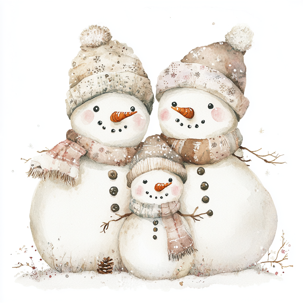 Three Tans Caf Snowmen Diamond Art Kit
