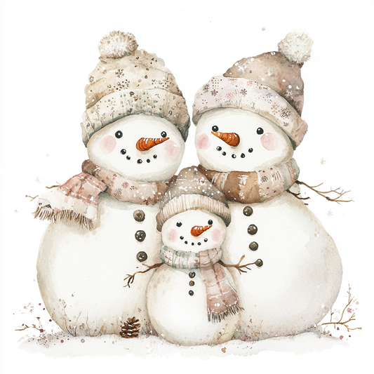 Three Tans Caf Snowmen Diamond Art Kit