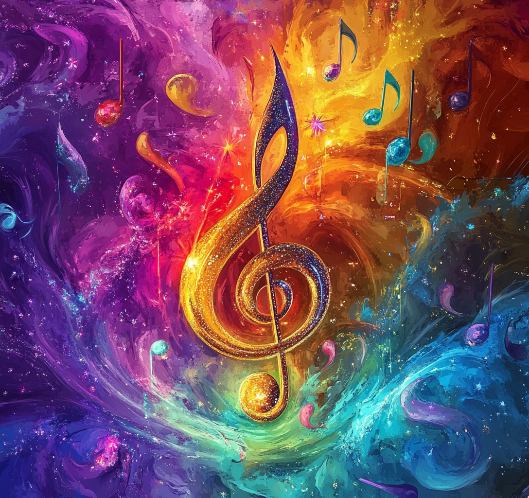 Rainbow Colors And Treble Clef Diamond Art Kit