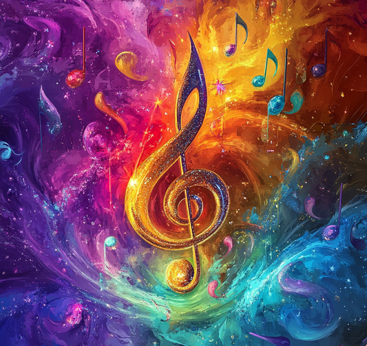 Rainbow Colors And Treble Clef Diamond Art Kit