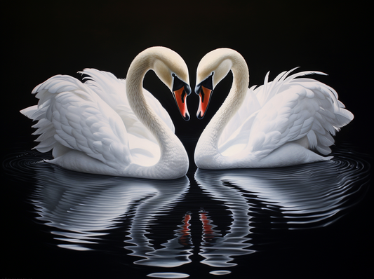 Black Background White Swans Diamond Art Kit