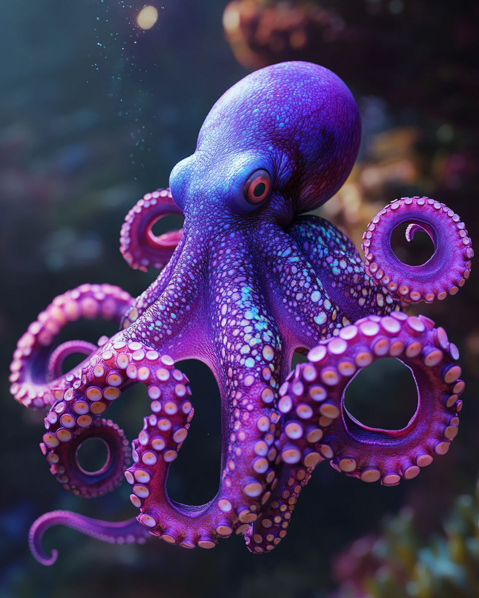 Floating Purple Octopus Diamond Art Kit