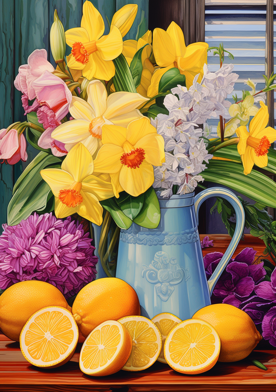 Cut Lemons And Flowers Diamond Art Kit