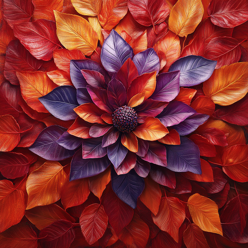 Purple Red Autumn Leaves Diamond Art Kit