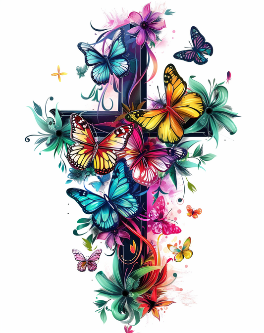 Black Butterfly Cross Diamond Art Kit