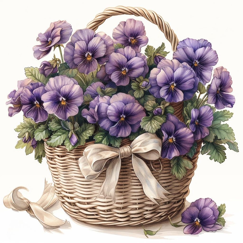 Basket Of Violets Diamond Art Kit