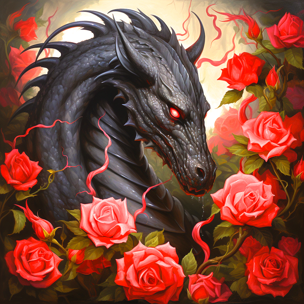 Dragon And Rosebush Diamond Art Kit