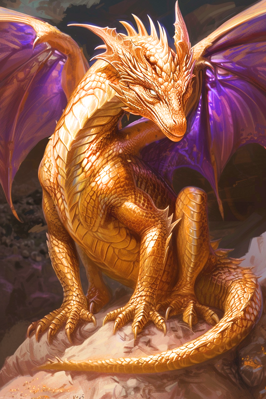 Purple Wing Golden Dragon Diamond Art Kit