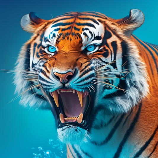 Blue Hue Tiger Diamond Art Kit
