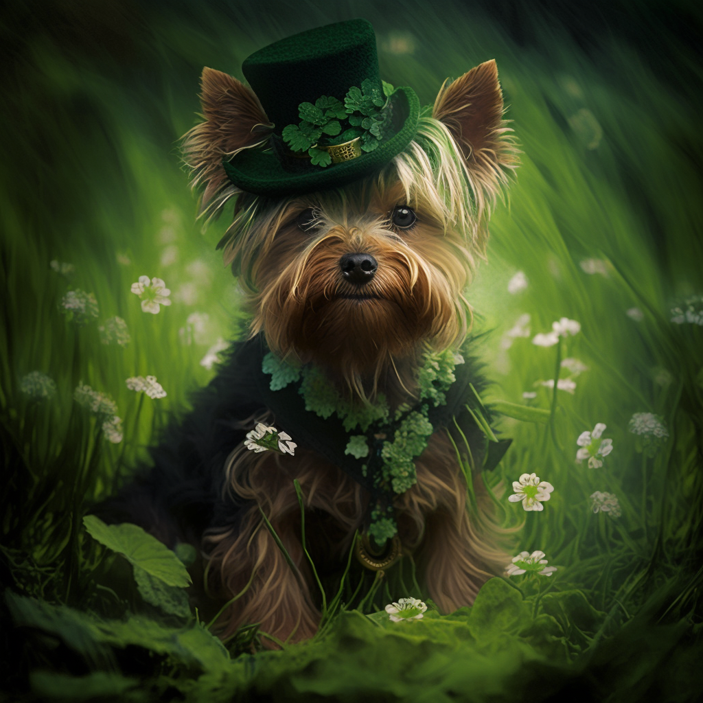 Green Top Hat Yorkie Diamond Art Kit