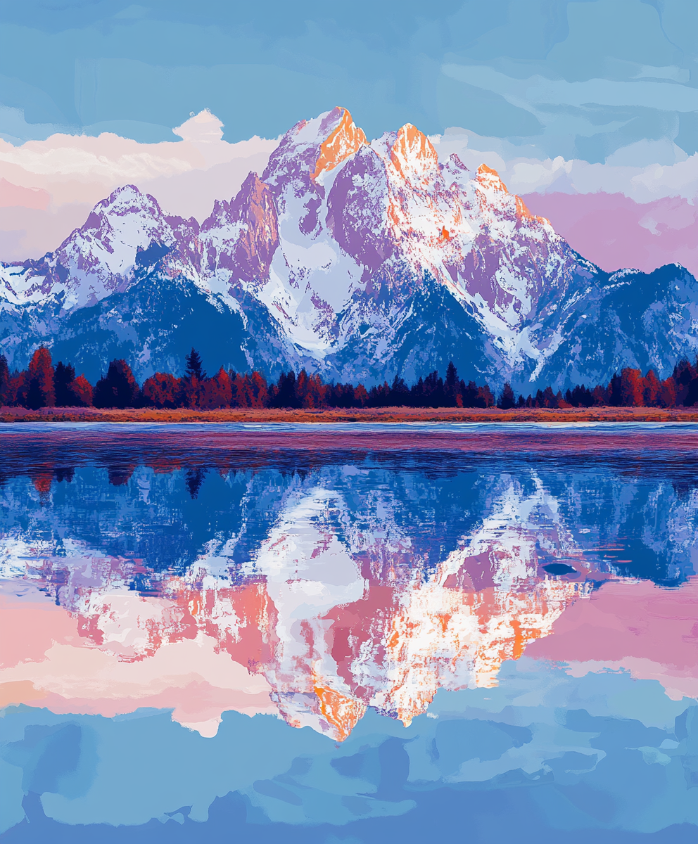 Snowy Mountain Water Reflection Diamond Art Kit