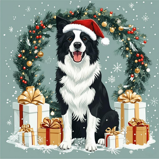 Christmas Arch Border Collie Diamond Art Kit