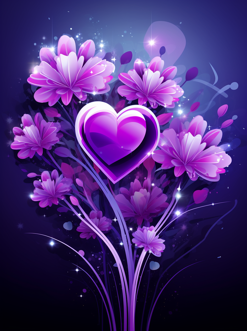 Purpleheart And Flowers Diamond Art Kit