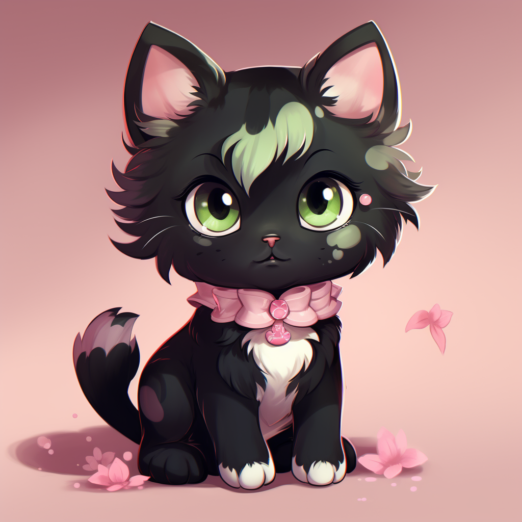 Pink Bow Black Kitten Diamond Art Kit