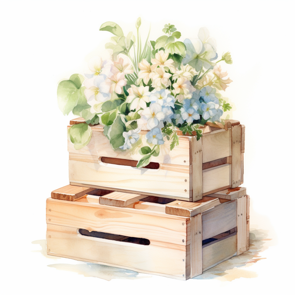 White Flowers In Crates Diamond Art Kit