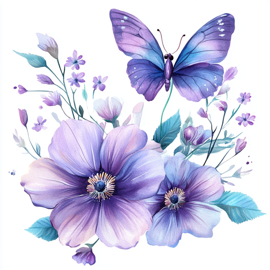 Purple Green Butterflies Diamond Art Kit