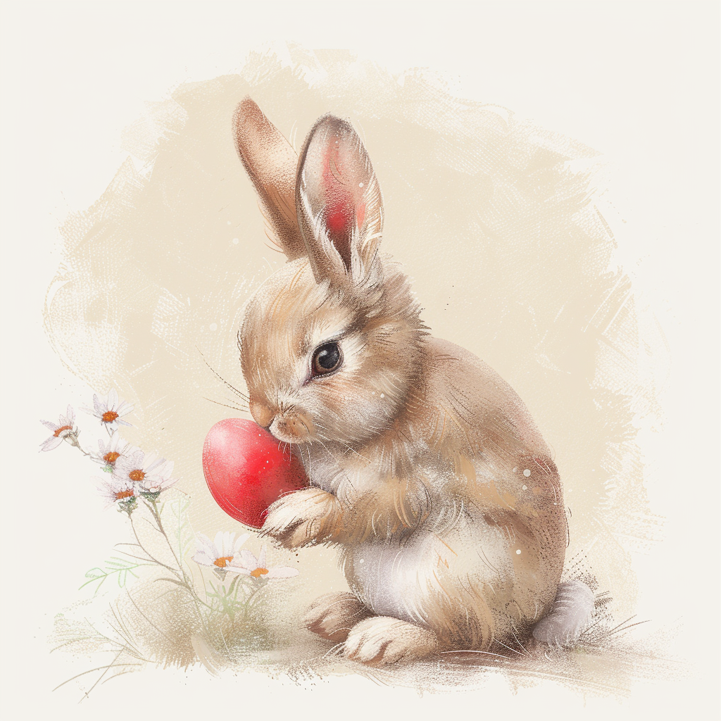 Rabbit Red Egg Watercolor Diamond Art Kit