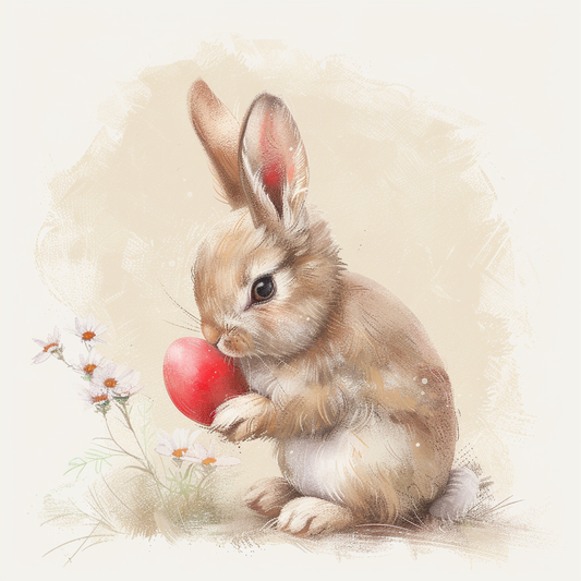 Rabbit Red Egg Watercolor Diamond Art Kit